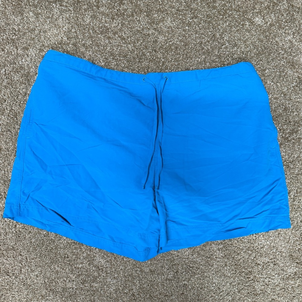 L.L. Bean Swimwear Shorts Womens Large Blue Stretch Built In Brief High Rise